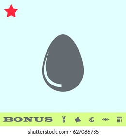Egg icon flat. Grey pictogram on blue background. Vector illustration symbol and bonus buttons medal, cow, earth, eye, calculator