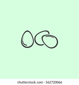 Egg icon flat. Grey vector symbol on green background