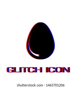 Egg icon flat. Simple pictogram - Glitch effect. Vector illustration symbol