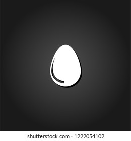 Egg icon flat. Simple White pictogram on black background with shadow. Vector illustration symbol