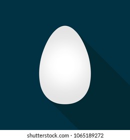 egg icon in flat style with long shadow, isolated vector illustration on blue transparent background