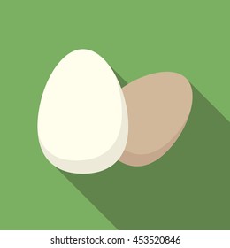 Egg Icon. Flat vector illustration on green background