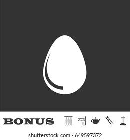 Egg icon flat. White pictogram on black background. Vector illustration symbol and bonus icons