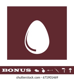 Egg icon flat. White pictogram on brown background. Vector illustration symbol and bonus icons