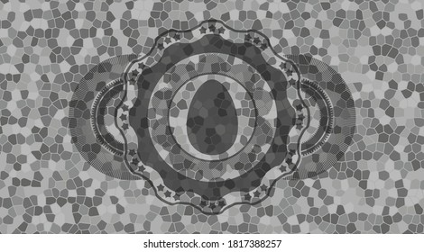 egg icon inside grey color stone wall emblem. Rock exquisite background. Vector illustration. 