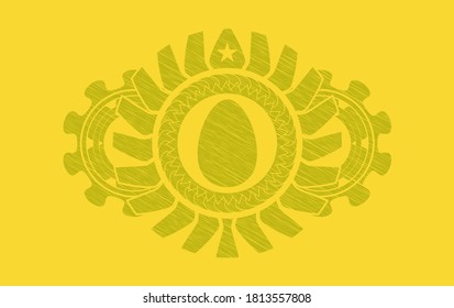 Ei-Symbol im Gelben Schlagzeichen. Zitronenfeiner Hintergrund. Vektorgrafik. 