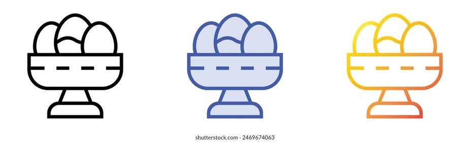 egg icon. Linear, Blue Fill and Gradient Style Design Isolated On White Background