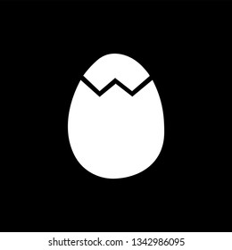 Egg Icon On Black Background. Black Flat Style Vector Illustration.