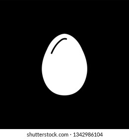 Egg Icon On Black Background. Black Flat Style Vector Illustration.