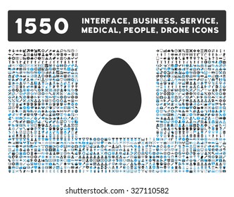 Egg icon and other web interface, business, tools, people, medical service and awards vector symbols. Style is bicolor flat symbols, blue and gray colors, rounded angles, white background.