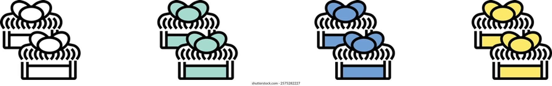 egg icon. Outline, Green, Blue and Yellow Style Design Isolated On White Background
