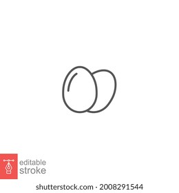 egg icon. outline style. organic animal protein nutrition for breakfast. fresh hen eggshell simple logo. Two eggs food. Editable stroke. vector illustration. design on white background. EPS 10