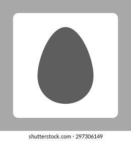 Egg icon from Primitive Buttons OverColor Set. This rounded square flat button is drawn with dark gray and white colors on a silver background.