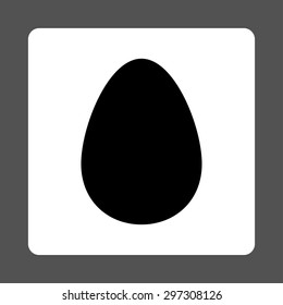 Egg icon from Primitive Buttons OverColor Set. This rounded square flat button is drawn with black and white colors on a gray background.