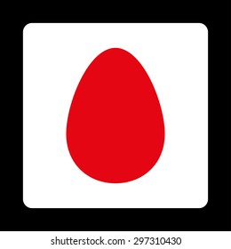 Egg icon from Primitive Buttons OverColor Set. This rounded square flat button is drawn with red and white colors on a black background.