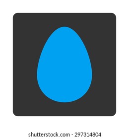 Egg icon from Primitive Buttons OverColor Set. This rounded square flat button is drawn with blue and gray colors on a white background.