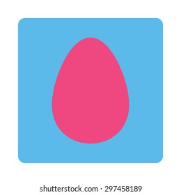 Egg icon from Primitive Buttons OverColor Set. This rounded square flat button is drawn with pink and blue colors on a white background.