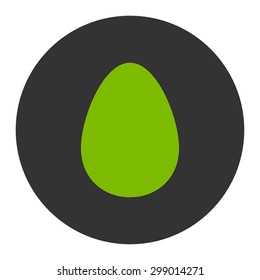 Egg icon from Primitive Round Buttons OverColor Set. This round flat button is drawn with eco green and gray colors on a white background.
