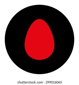 Egg icon from Primitive Round Buttons OverColor Set. This round flat button is drawn with intensive red and black colors on a white background.
