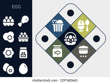  egg icon set. 13 filled egg icons. Simple modern icons about  - Easter egg, Boiled Fried Food, Eggs, Chicken, Fish food, Cooking