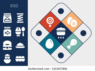egg icon set. 13 filled egg icons.  Collection Of - Cooking, Chick, Eggs, Food, Fish food, Egg, Spring, Boiled Fried Chicken