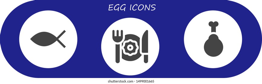 egg icon set. 3 filled egg icons.  Collection Of - Christianity, Breakfast, Chicken
