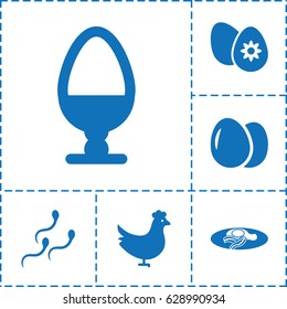 Egg icon. set of 6 egg filled icons such as chicken