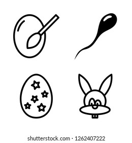 egg icon set about sperm, easter bunny and easter egg vector set