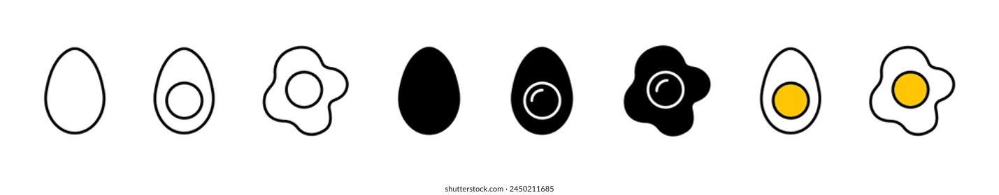 Egg icon set. Egg food silhouette symbols. Vector
