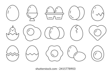 Egg icon set. Outline collection of eggs symbol