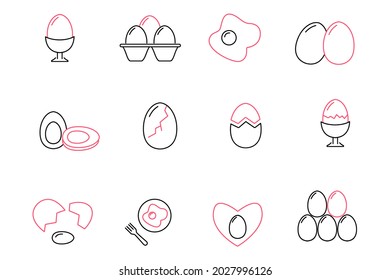 egg icon set. egg pack symbol vector elements for infographic web