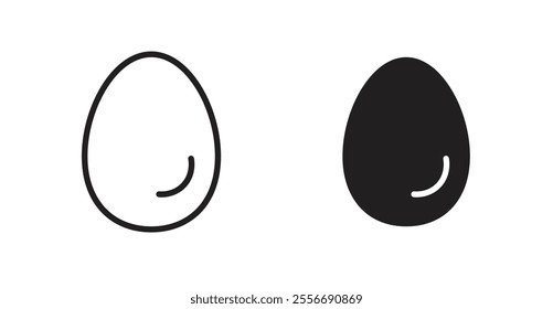 Egg icon set in Thin line black color.