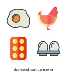 egg icon set. vector set about hen, eggs and fried egg icons set.