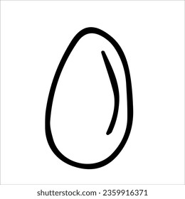The egg icon. Sunflower seed. Vector black and white hand-drawn illustration. Silhouette, icon, logo, sketch, template.