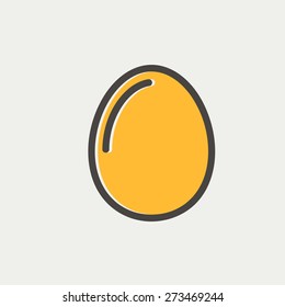 Egg icon thin line for web and mobile, modern minimalistic flat design. Vector icon with dark grey outline and offset colour on light grey background.