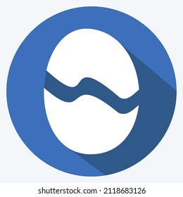 Egg Icon in trendy long shadow style isolated on soft blue background