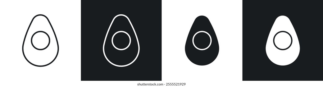 Egg icon vector collection in black and white.