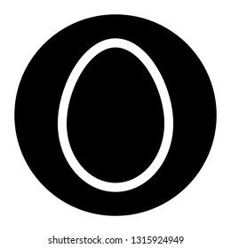 Egg icon vector on black circle. White background