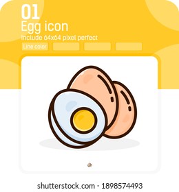 signo vectorial de icono de huevo con estilo de color de línea aislado en fondo blanco. Ilustración vectorial Huevos símbolo de símbolo de signo concepto para web, ui, ux, sitio web, negocios, comida, aplicaciones móviles y todo el proyecto