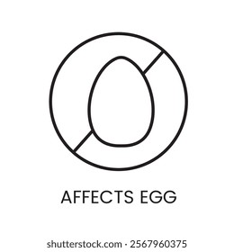 An egg icon within a circle, crossed out in vector, symbolizing pest egg targeting, with an editable stroke.