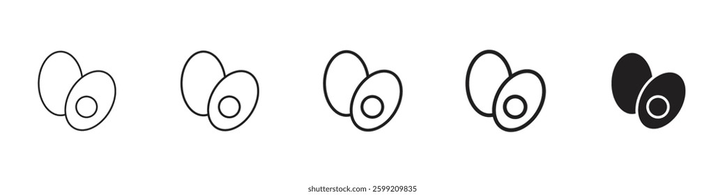 Egg icons in black outline, solid and colored style