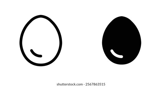 Egg icons collection in Filled flat and thin line style.