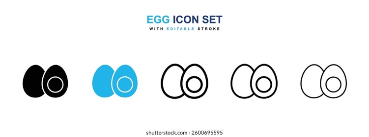 Egg icons graphics set in black and blue colors