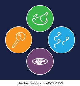 Egg icons set. set of 4 egg outline icons such as chicken, fried egg and bacon, search sperm