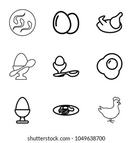 Egg icons. set of 9 editable outline egg icons such as chicken