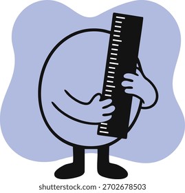 Egg Illustartion 2D Flat Design Cute Round Character Icons Holding Objects – Pencil, Book, Coffee, Ruler, Fork, Spoon