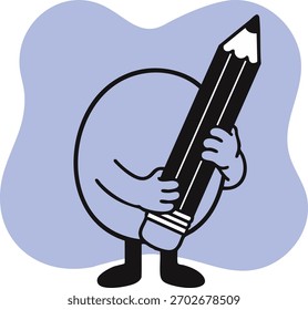 Egg Illustartion 2D Flat Design Cute Round Character Icons Holding Objects – Pencil, Book, Coffee, Ruler, Fork, Spoon