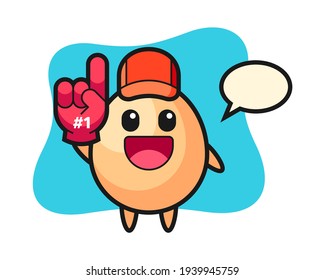 Egg illustration cartoon with number 1 fans glove