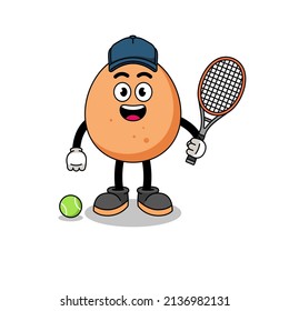 egg illustration as a tennis player , character design