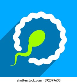 Egg Insemination long shadow vector icon. Style is a flat egg insemination iconic symbol on a blue square background.